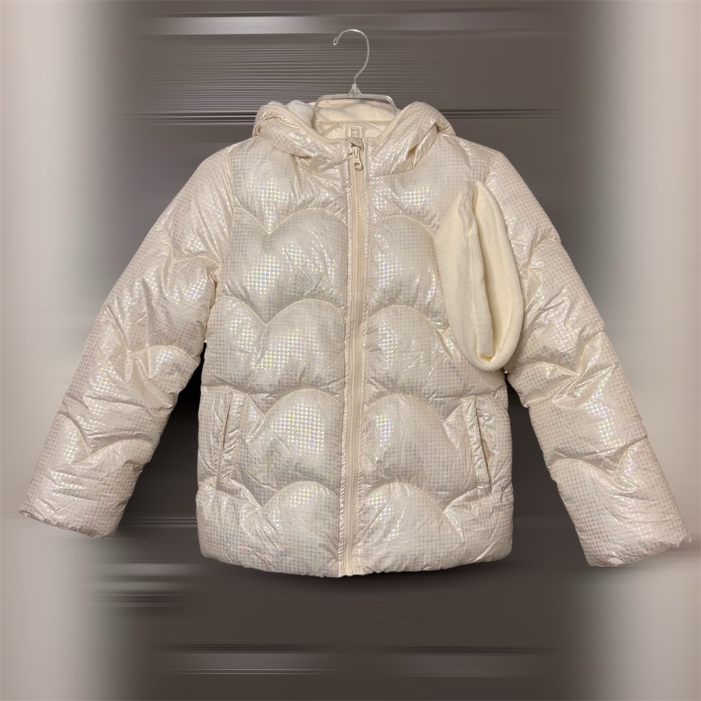 Weathertamer | Macy’s | Iridescent Foil Off-White Puffer Jacket | Girls’ 10/12